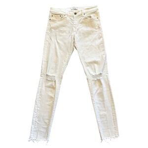Principle Denim Innovators White Distressed Skinny Jeans Womens‎ Size 28